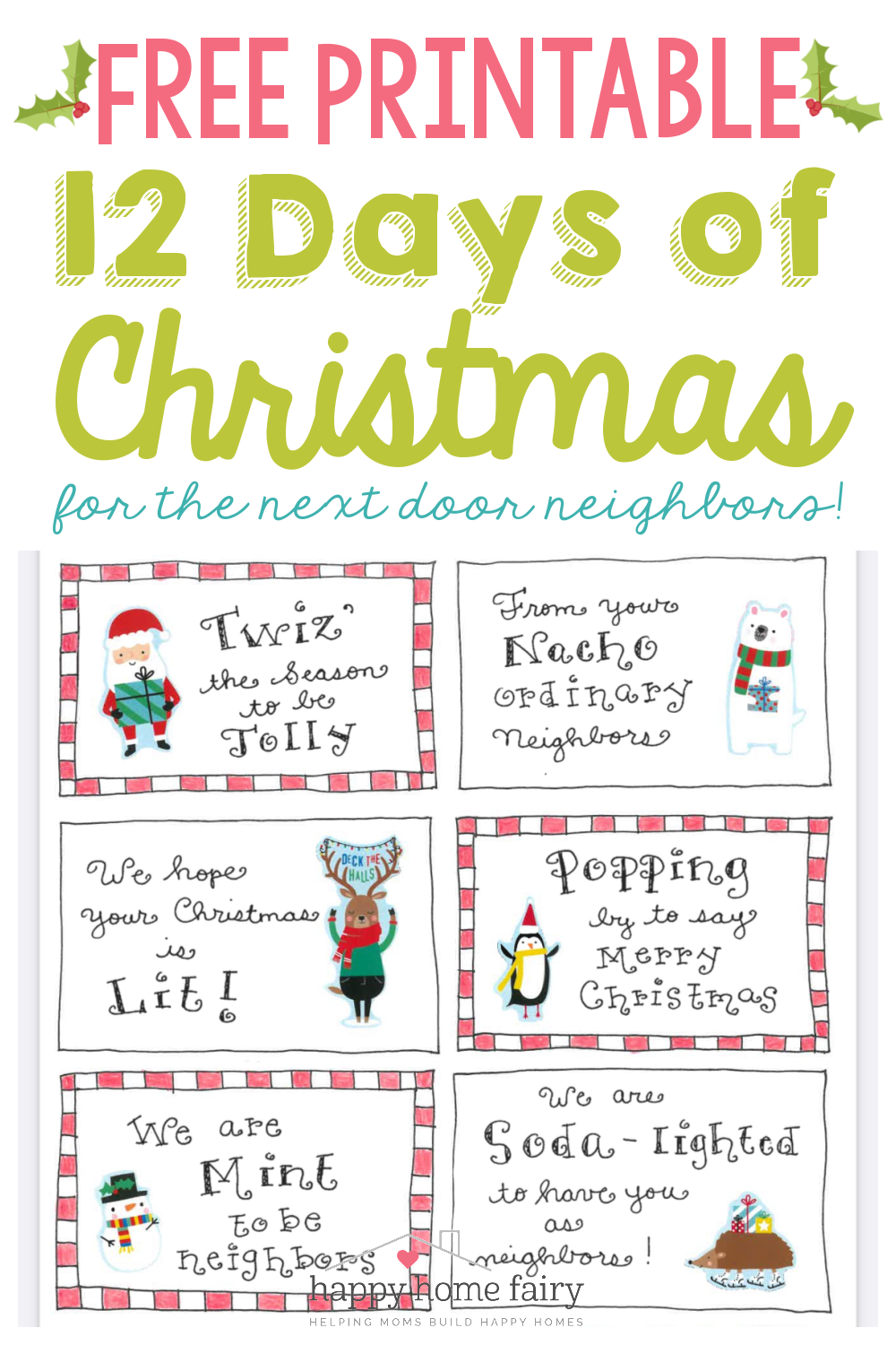 12 Days Of Christmas For Neighbors FREE Printable Happy Home Fairy