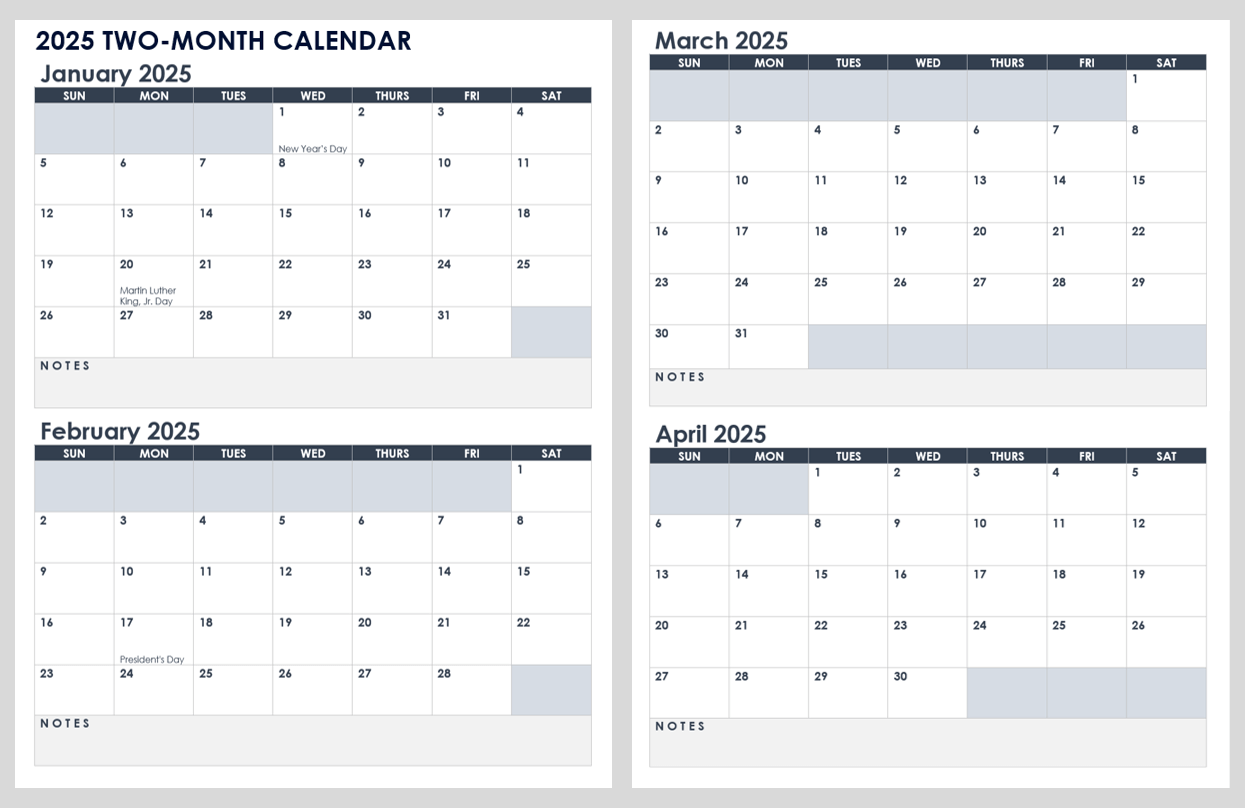 Free Printable 2025 Monthly Calendar Template Word