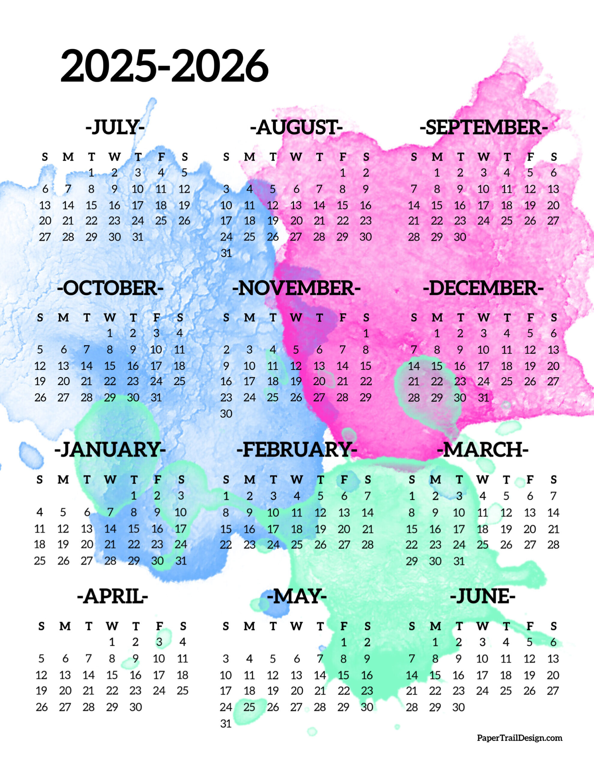 Free Printable Calendar 2025-2026