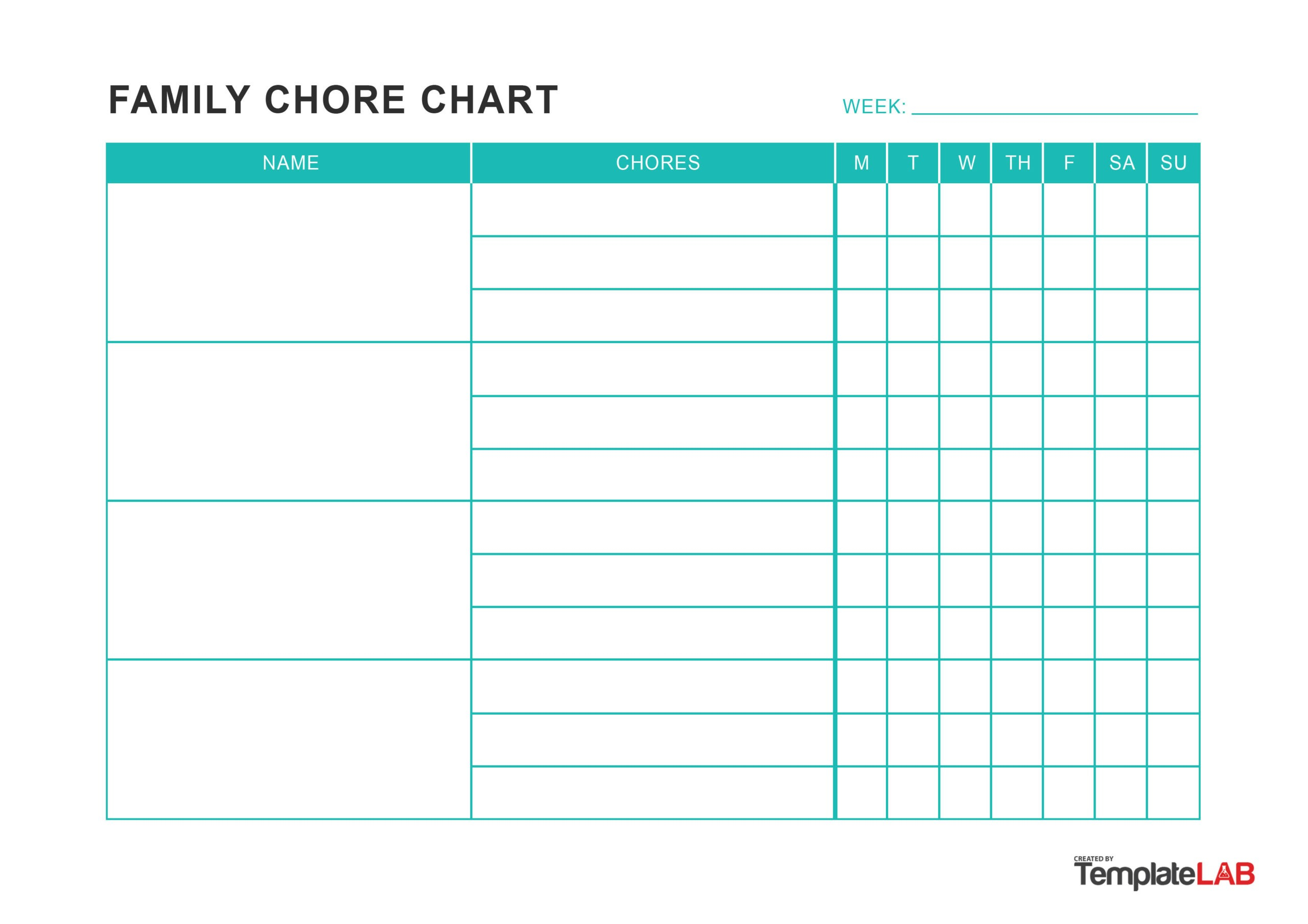 Family Chore Chart Free Printable