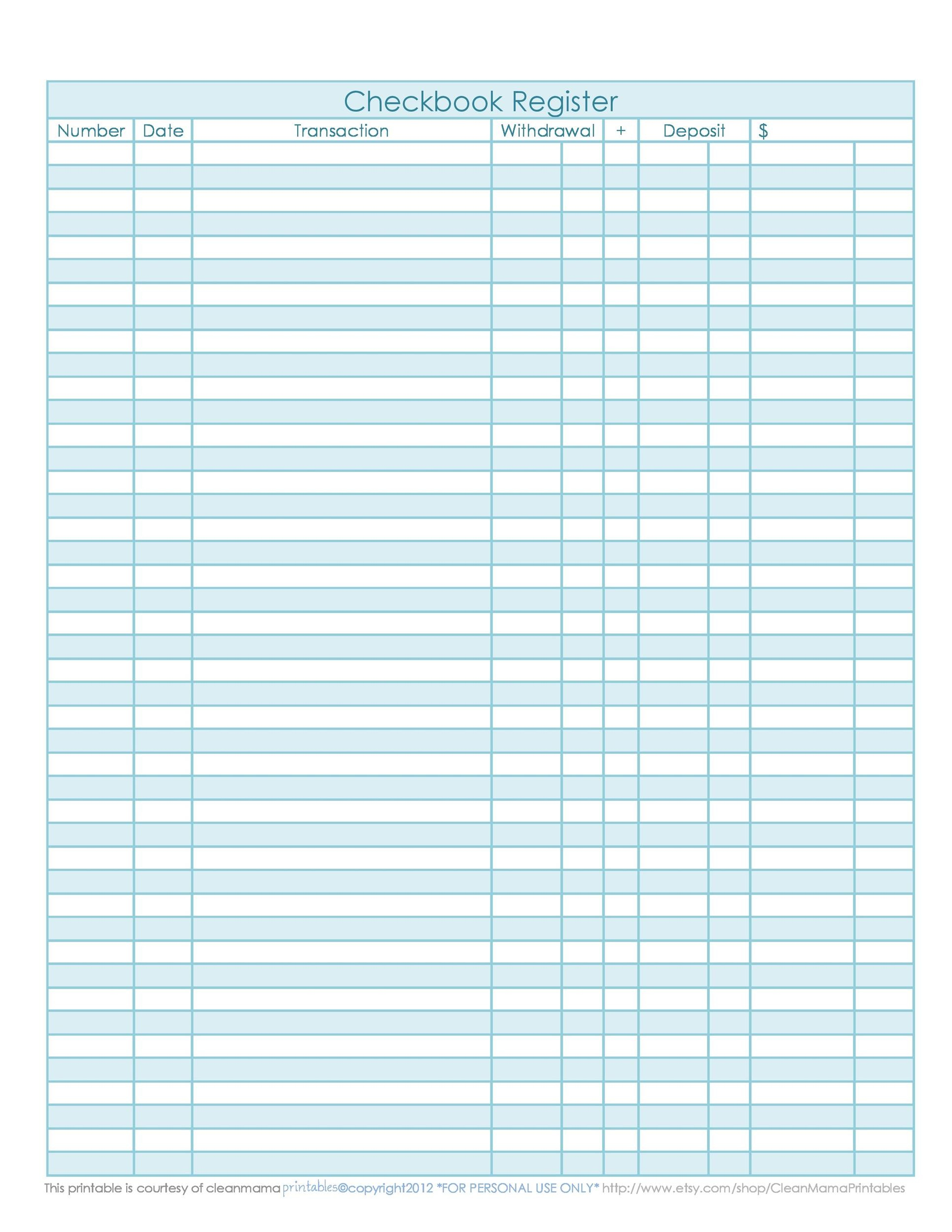 39 Checkbook Register Templates 100 Free Printable TemplateLab