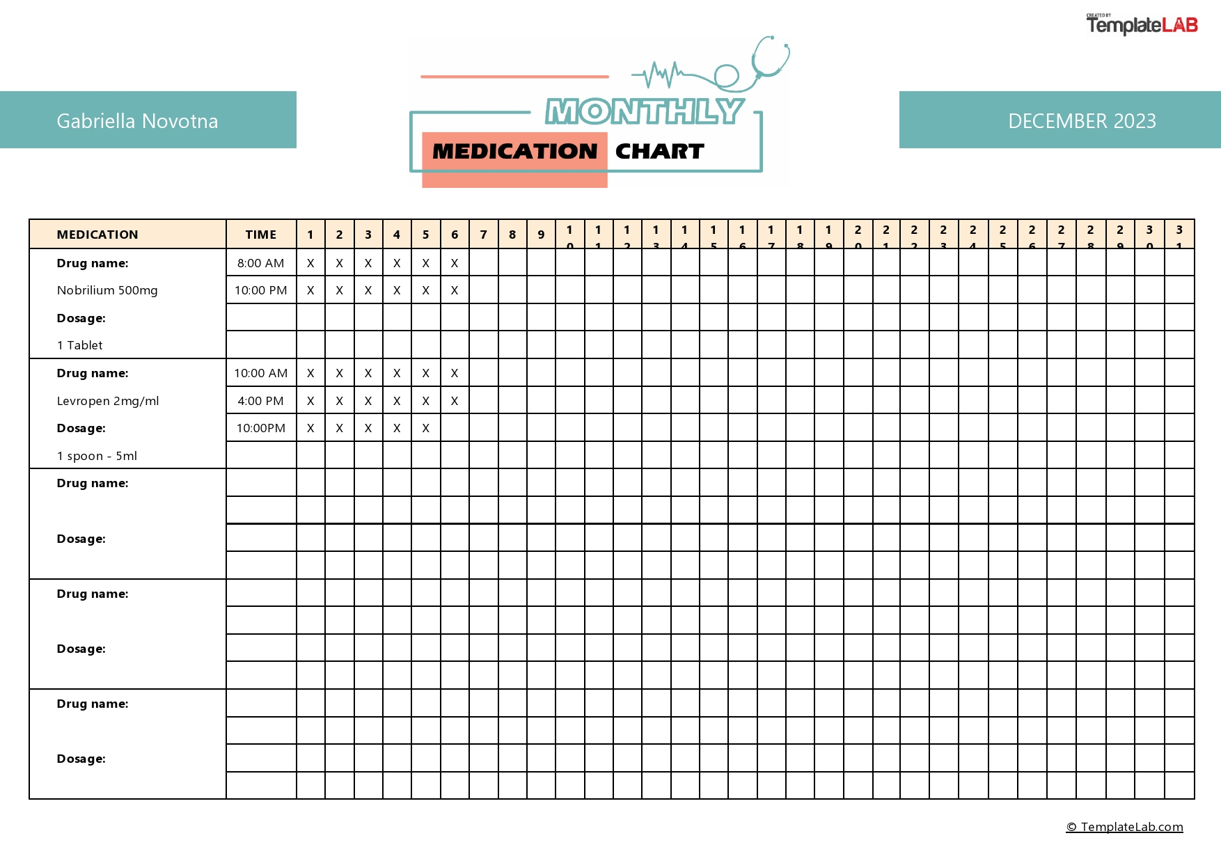 Free Printable Medication Administration Record Template