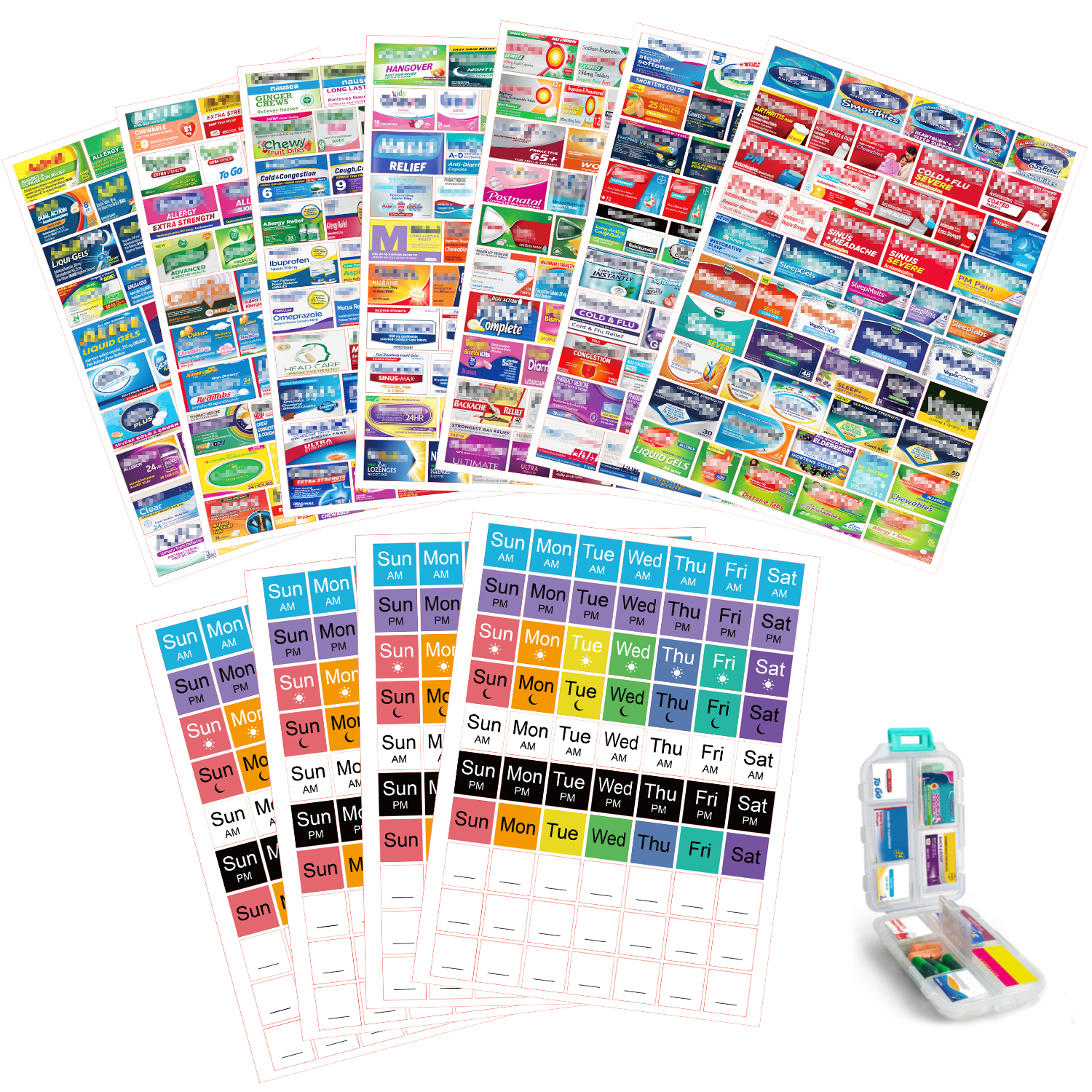 630 Pcs Medicine Labels Stickers For Pill Organizers 350 DIY Pocket Pharmacy Labels U0026 280 Medicine Reminder Stickers Travel Daily Pill Container