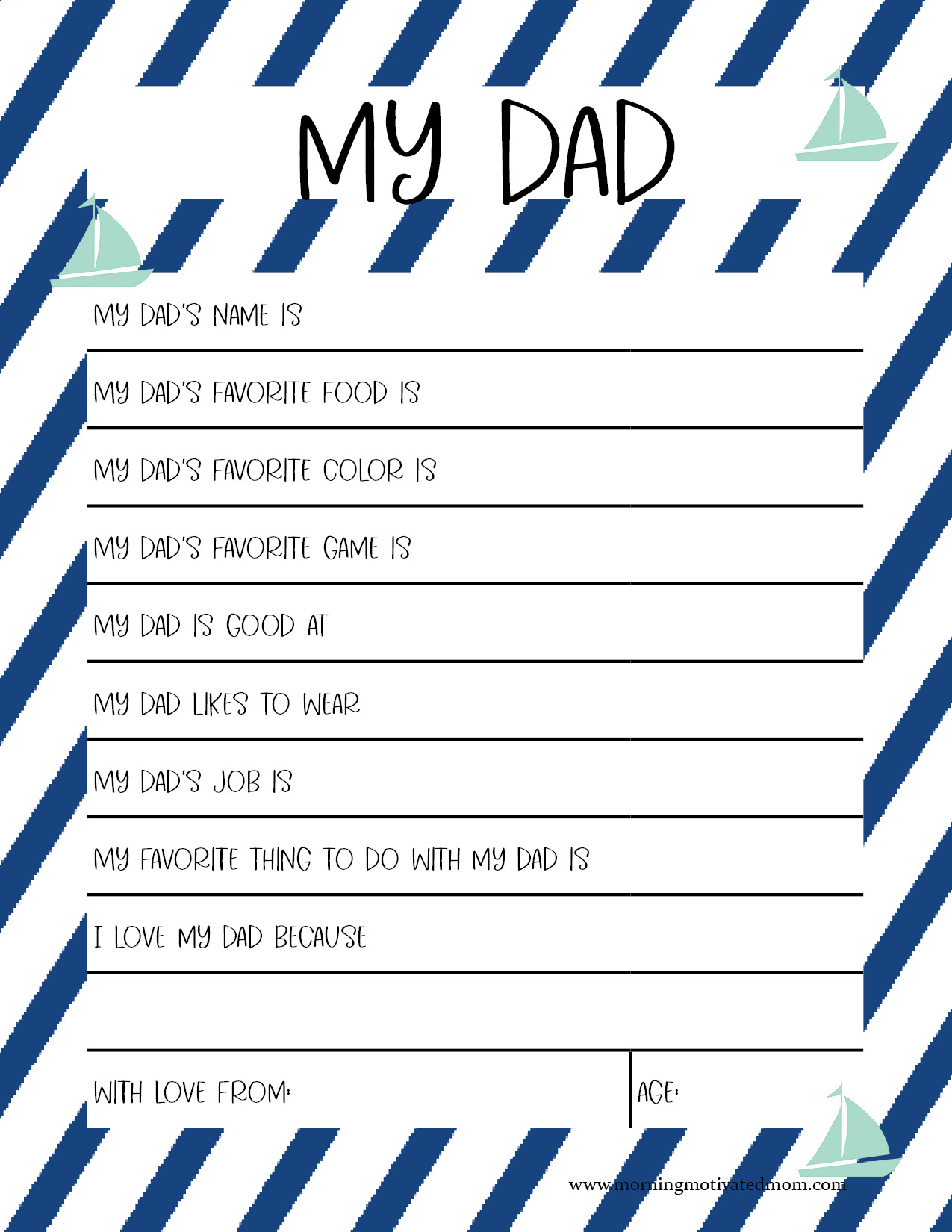 All About Dad Printable Free