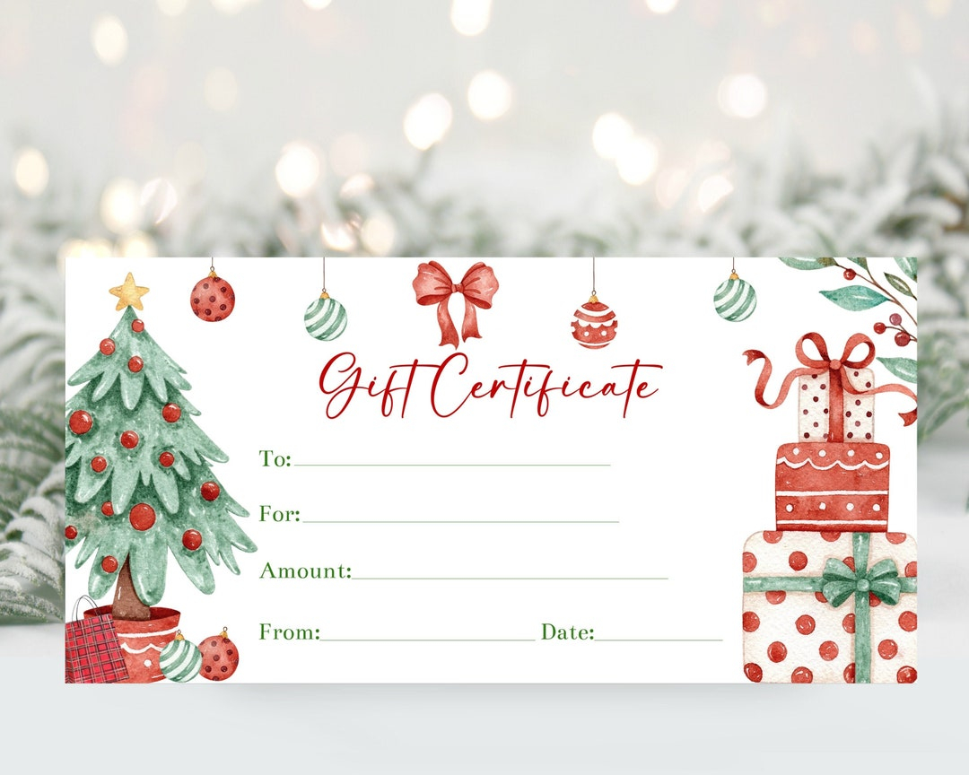 Christmas Gift Certificate Voucher Template Editable Christmas Coupon Personalized Voucher Printable Christmas Gift Certificate Corjl Etsy