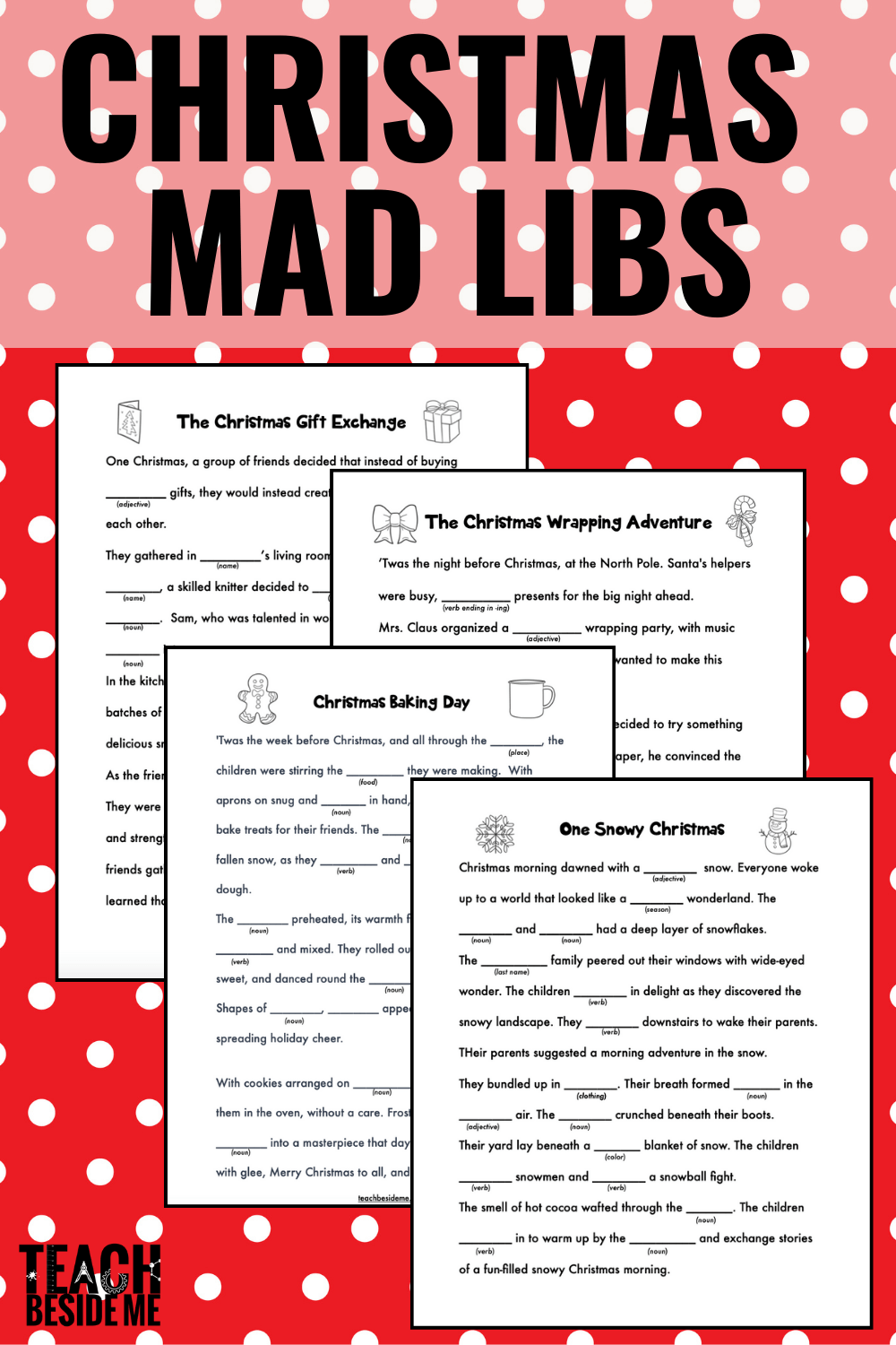 Christmas Mad Libs Printable Worksheets Teach Beside Me