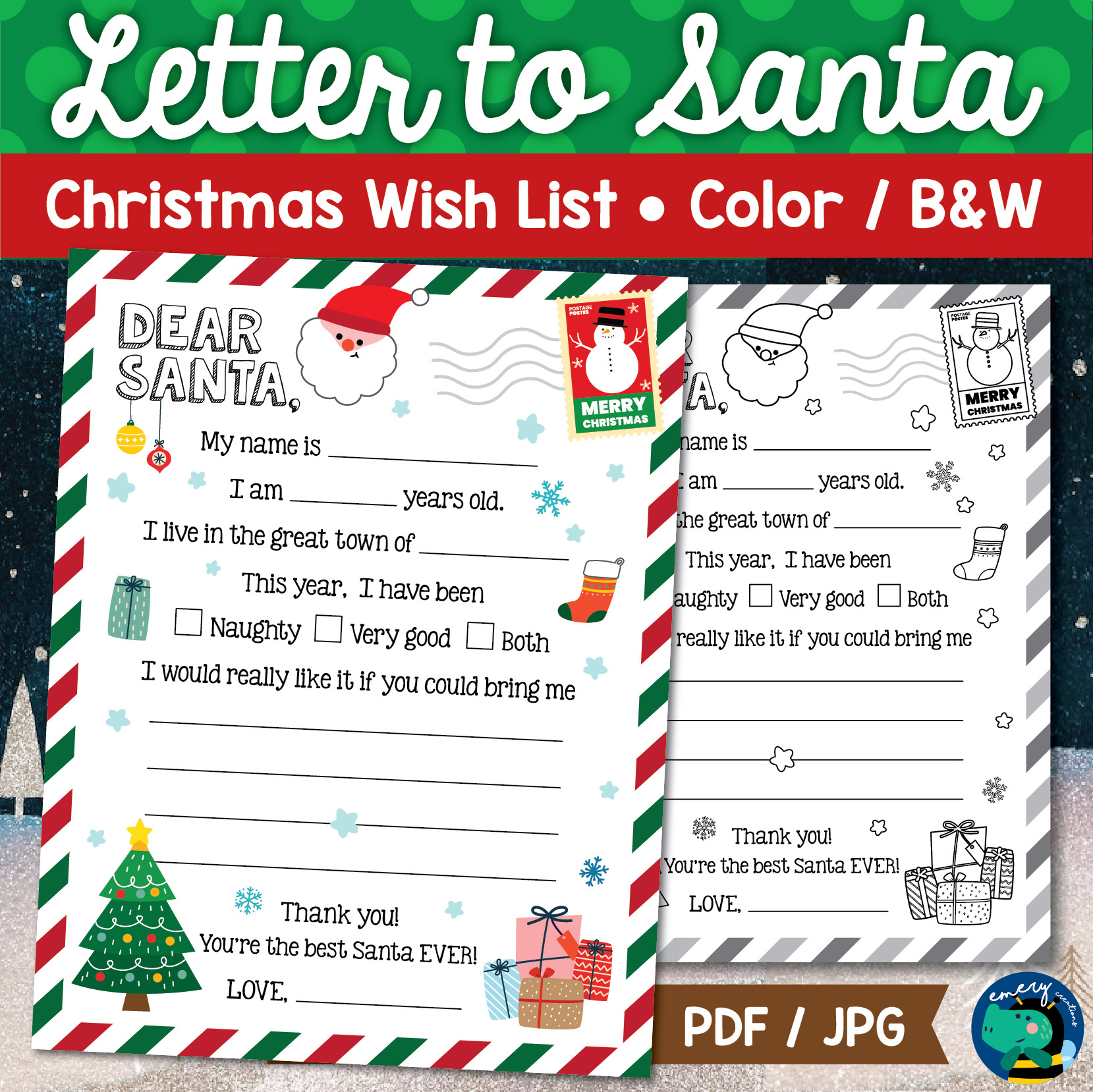 Free Printable Santa Claus Wish List