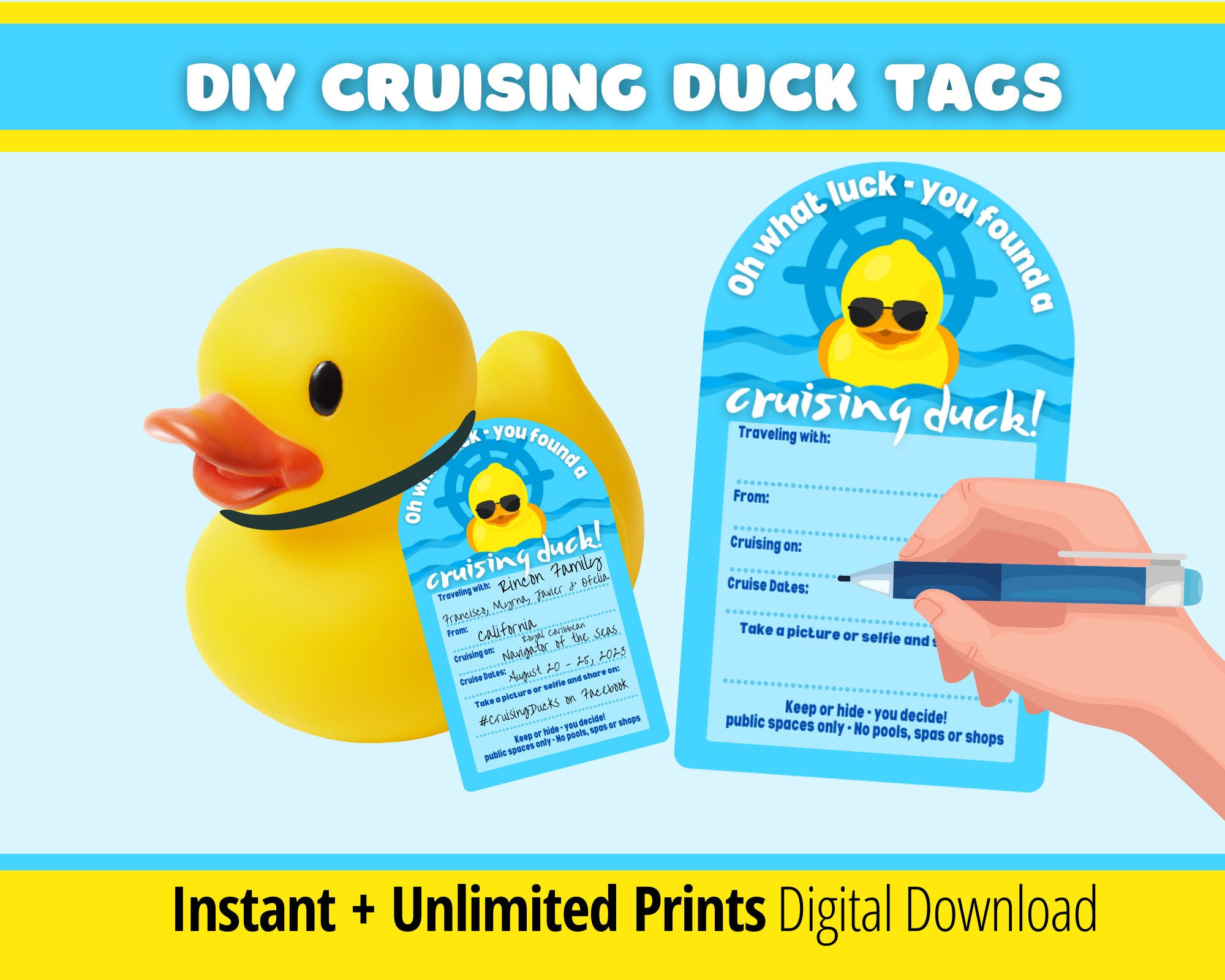 Cruising Ducks Tag Printable Digital Download Instant Cruise PDF Carnival Duck Tag Gift For Cruiser Rubber Duck Tag Cruise Clipart Etsy