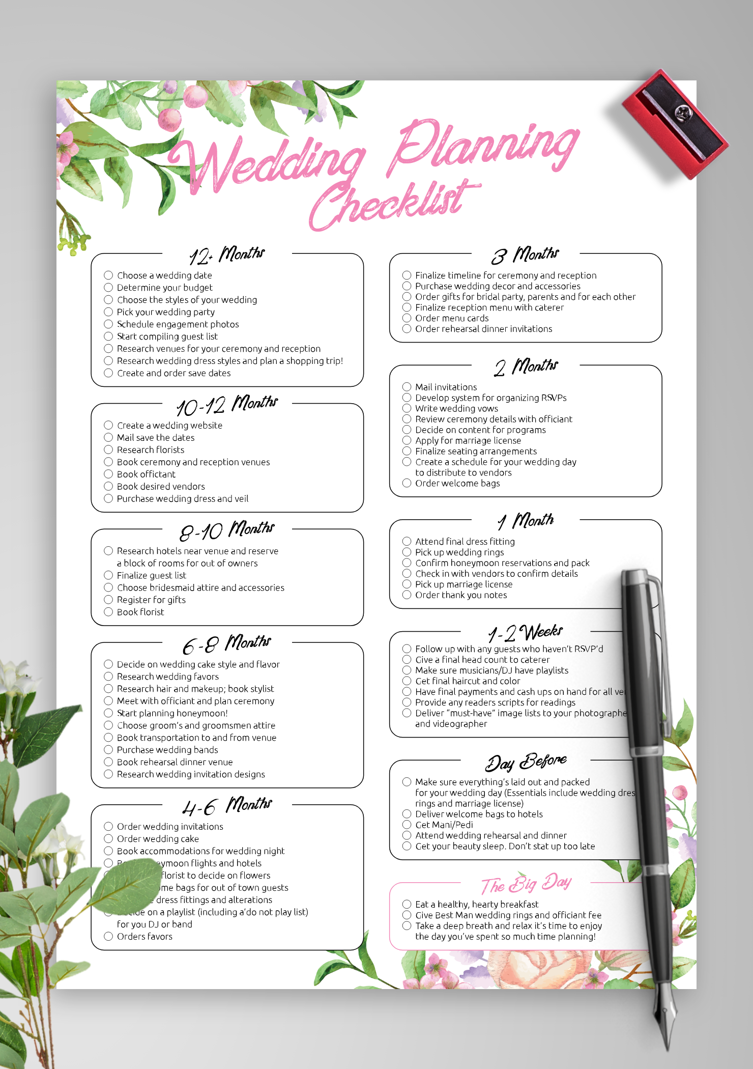 Free Printable Checklist For Planning a Wedding