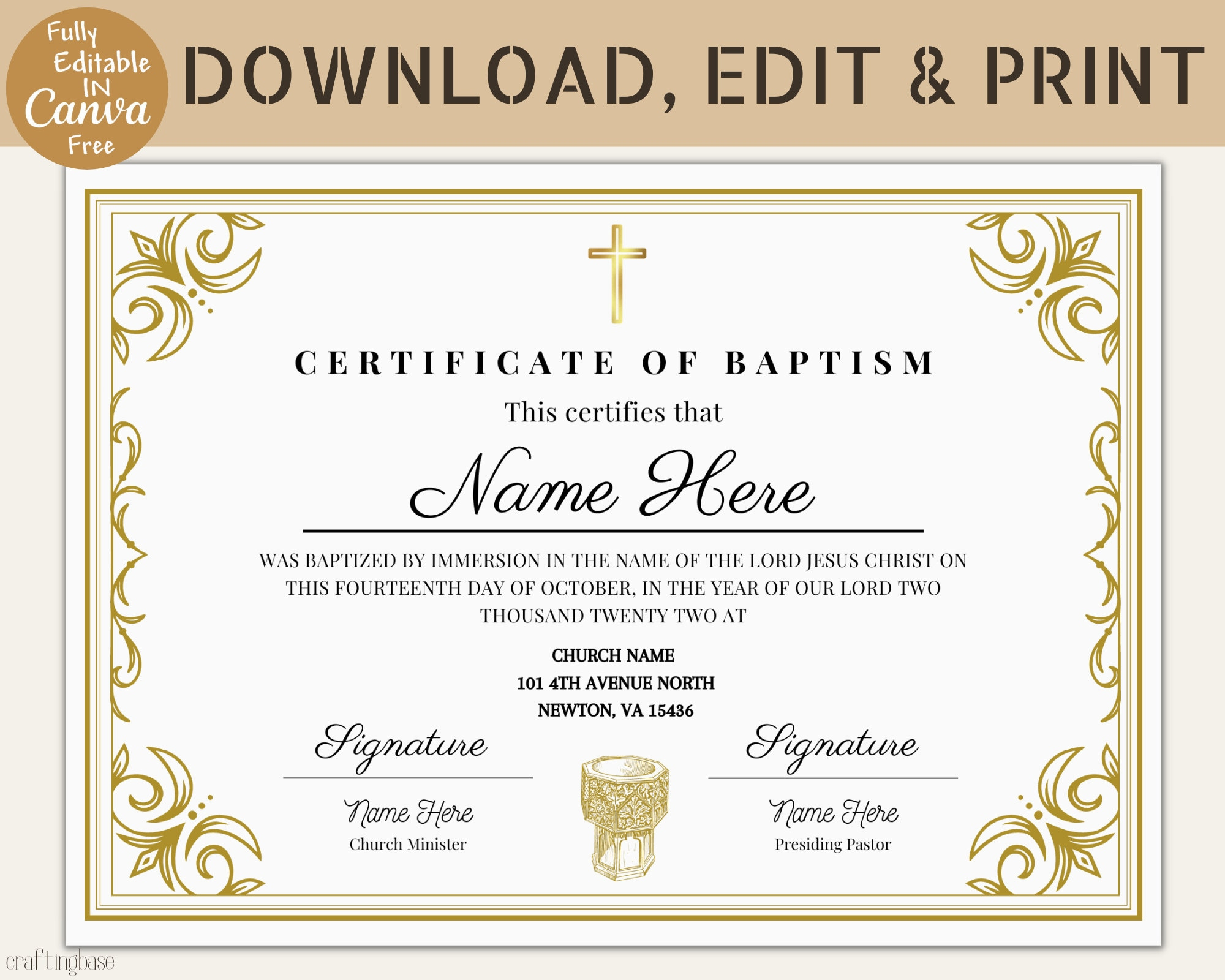 Free Printable Certificate of Baptism