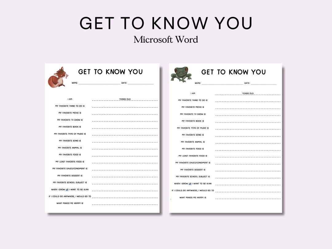Editable Get To Know You Worksheet Digital Classroom Worksheet Team Activity Get To Know Me Worksheet First Day School Worksheet Etsy