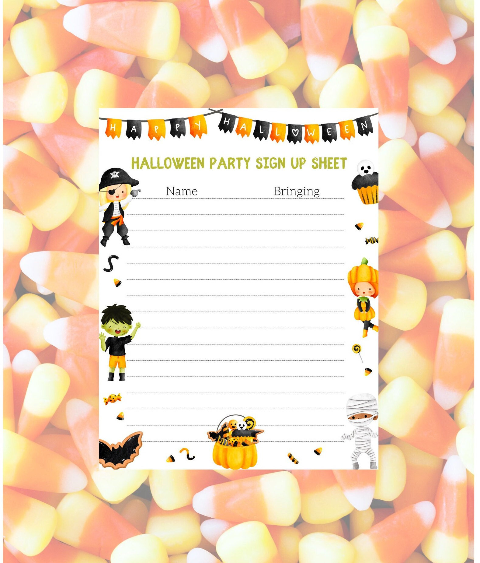 Editable Halloween Party Sign Up Sheet Etsy