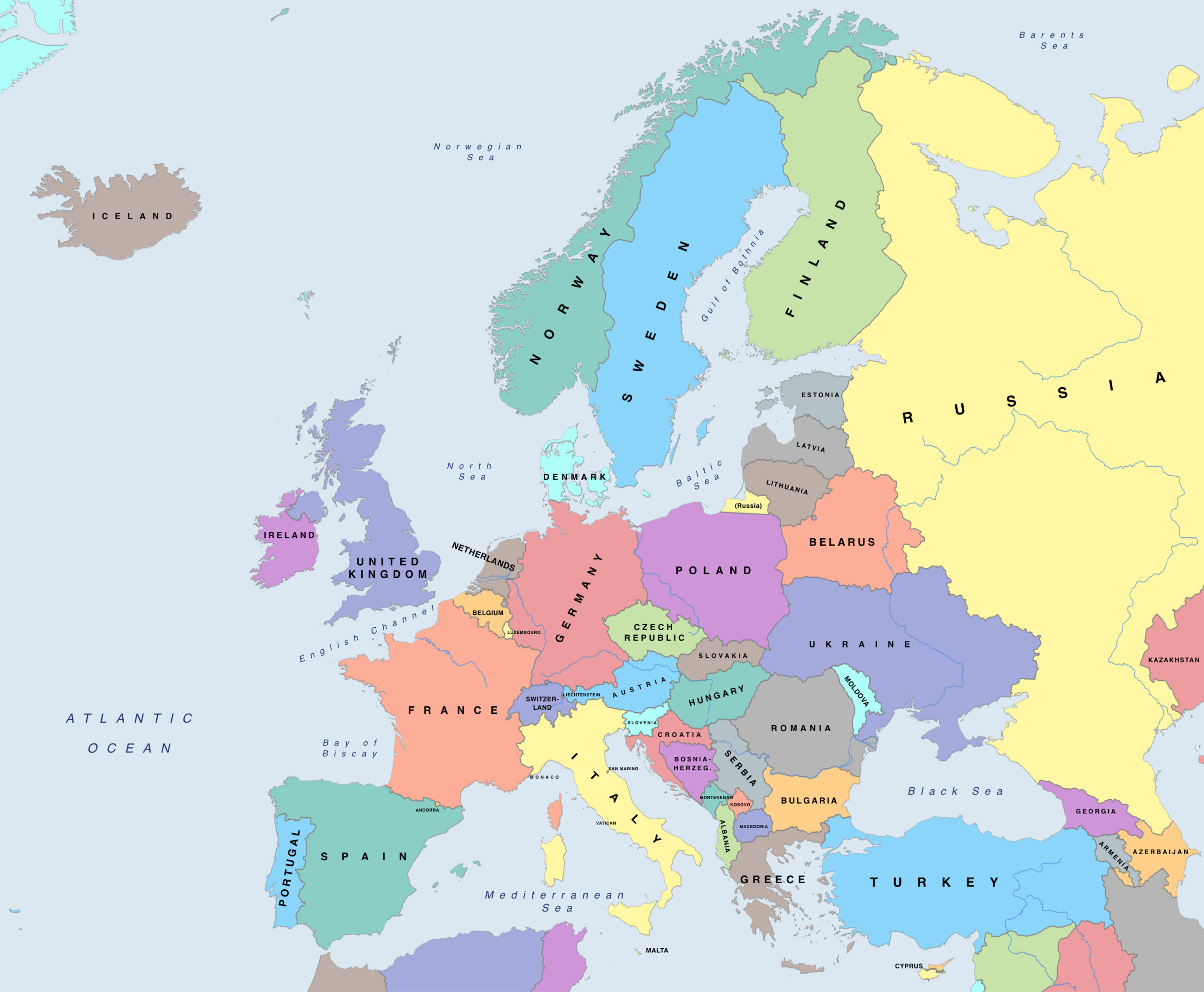 Free Printable Map of Europe