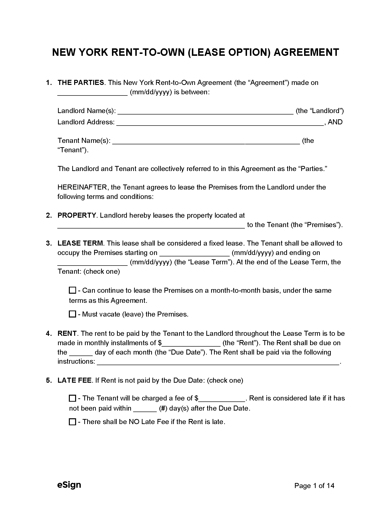 Free Printable Rent Agreement Form