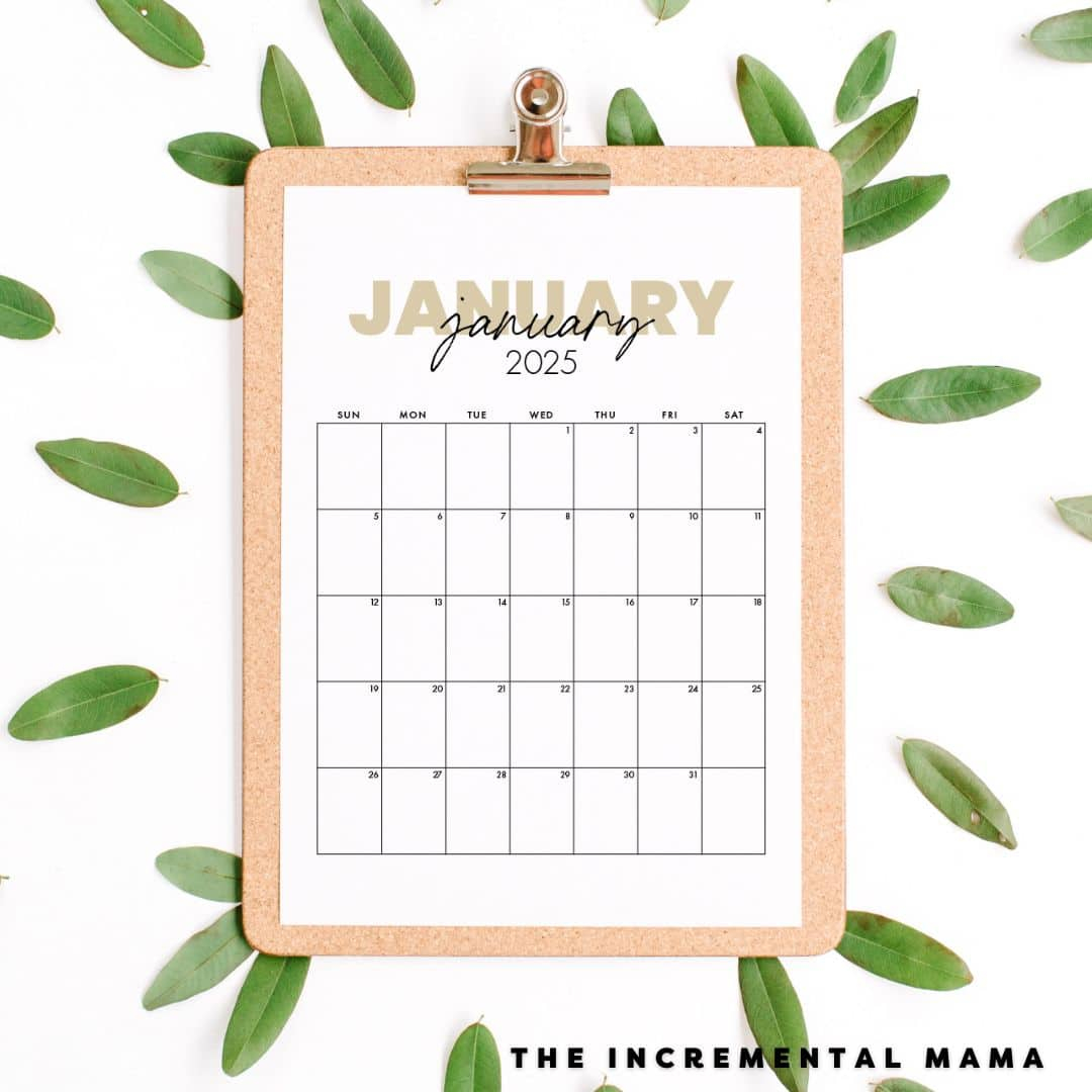 Printable Monthly Calendar 2025 Free