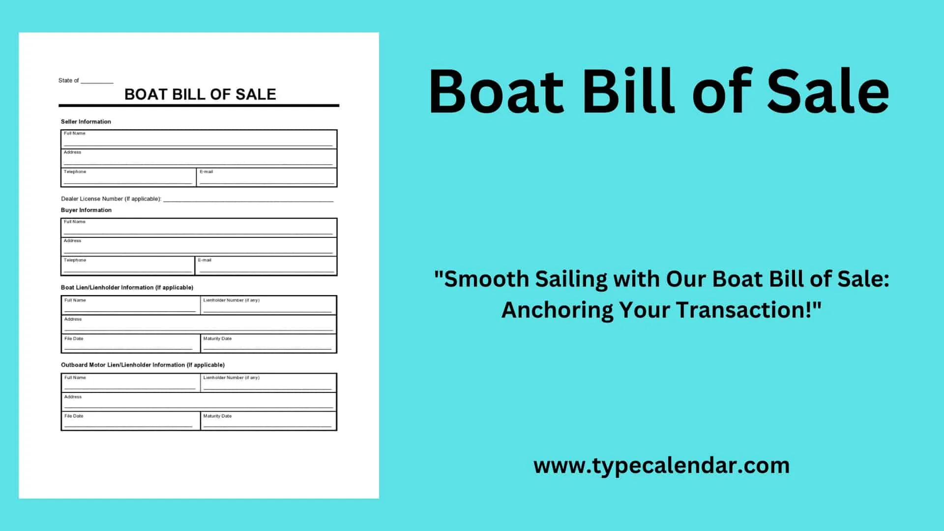 Free Printable Bill of Sale For Boat and Trailer