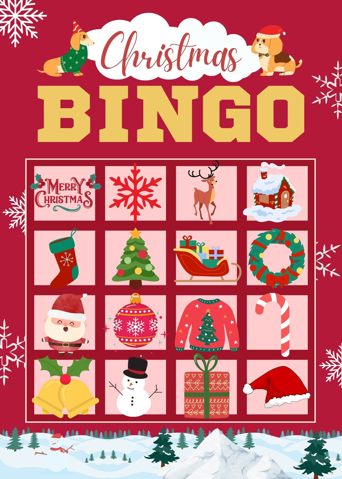 Free Printable Christmas Bingo Cards with Numbers