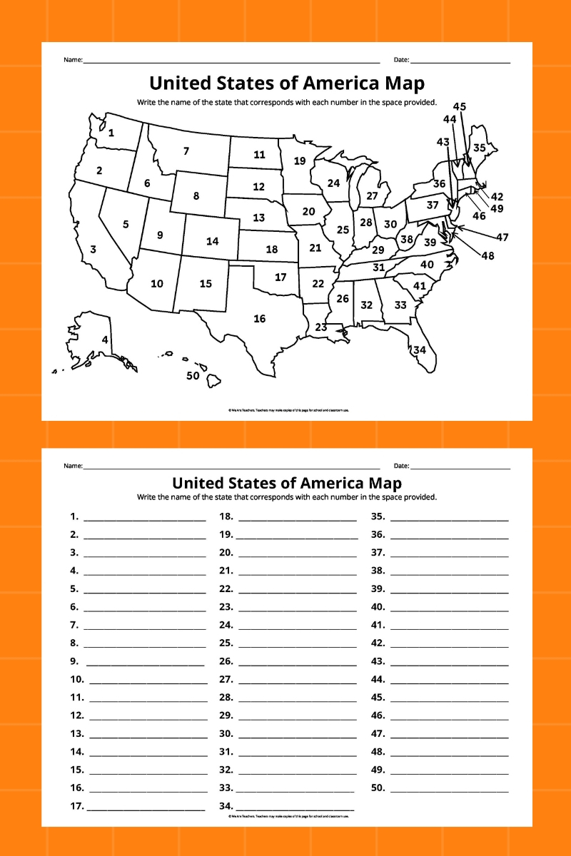 Free Printable Us Map with State Names