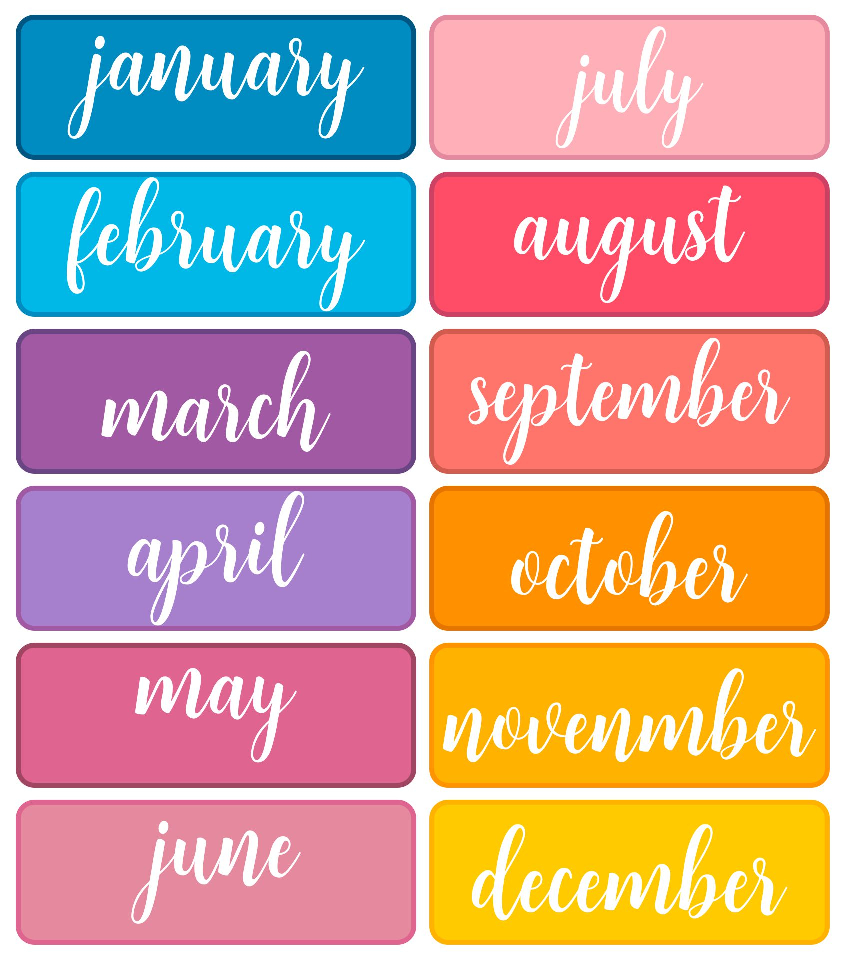 Free Printable Month Labels For Kindergarten Printable Story Prompts
