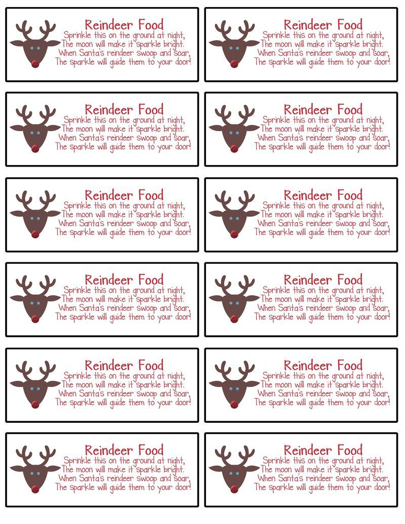 Reindeer Food Labels Printable Free