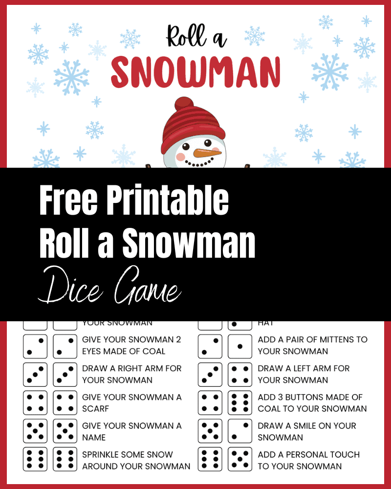 Free Printable Roll A Snowman Dice Game The Clever Heart