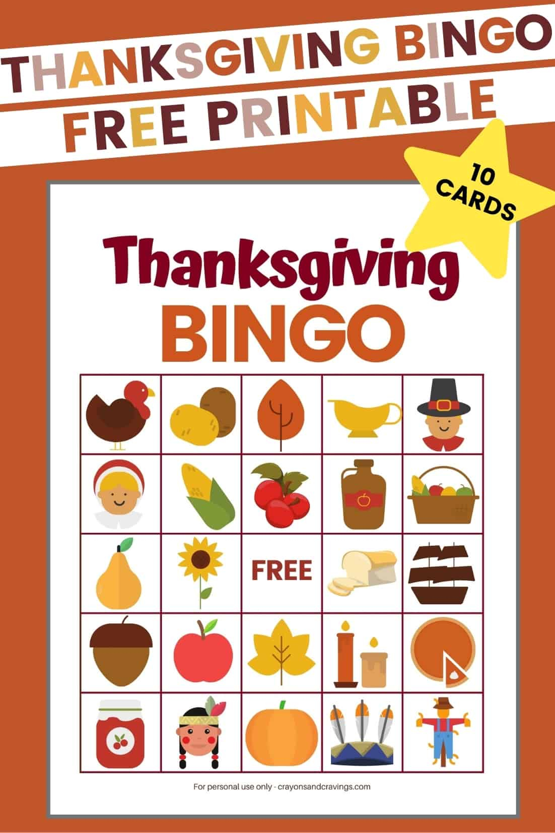 Free Printable Thanksgiving Bingo Cards Fun Kids Game