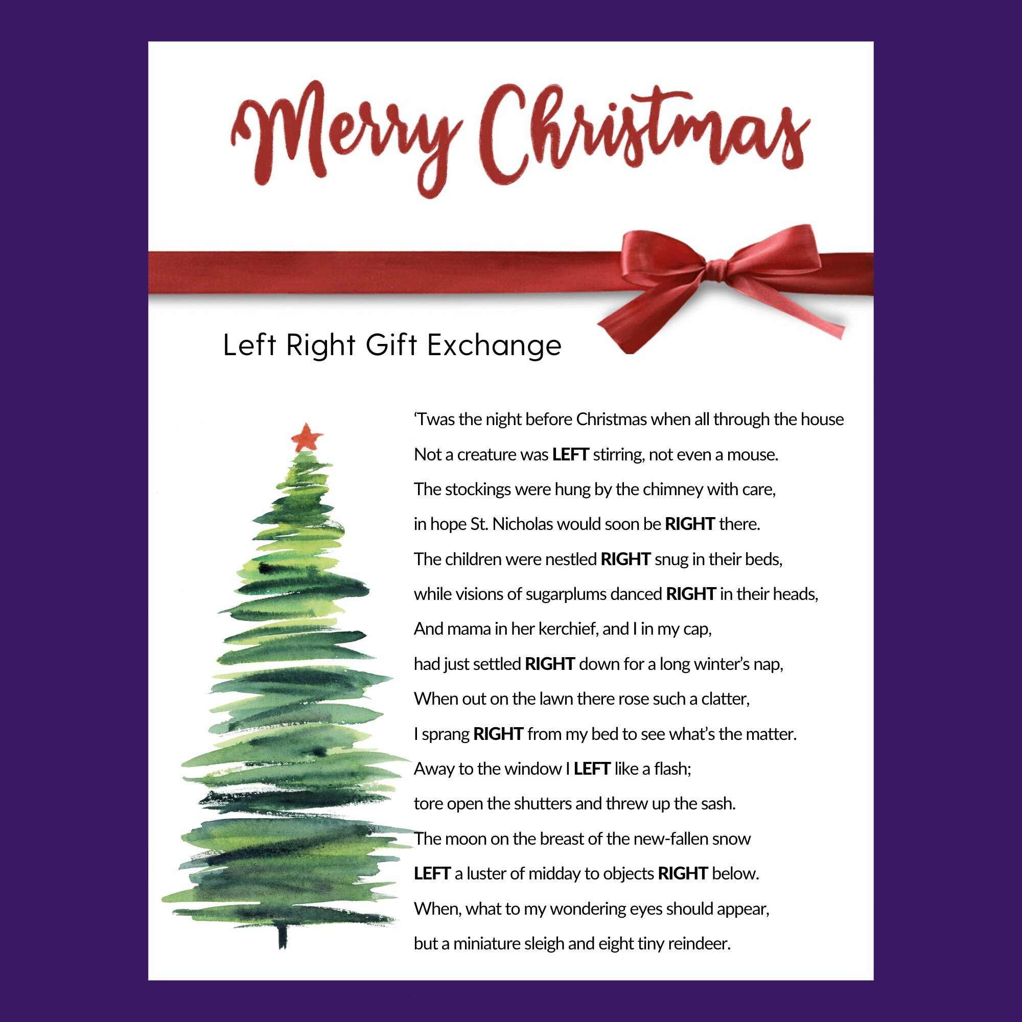 Twas The Night Before Christmas Left Right Game Free Printable