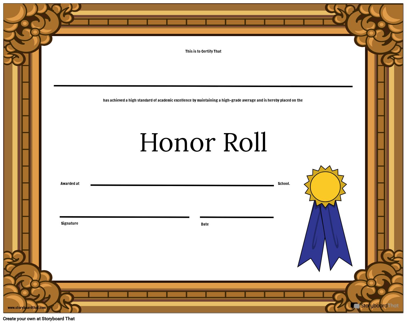 Free Printable a Honor Roll Certificates