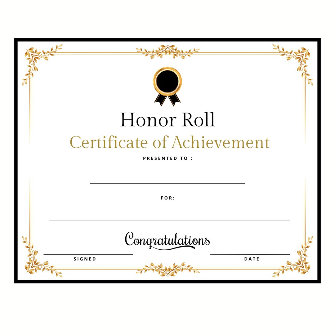 Honors Day Honor Roll Certificate Instant Download Printable Print And Go Affordable Elegant Professional End Of School Year Graduation Etsy