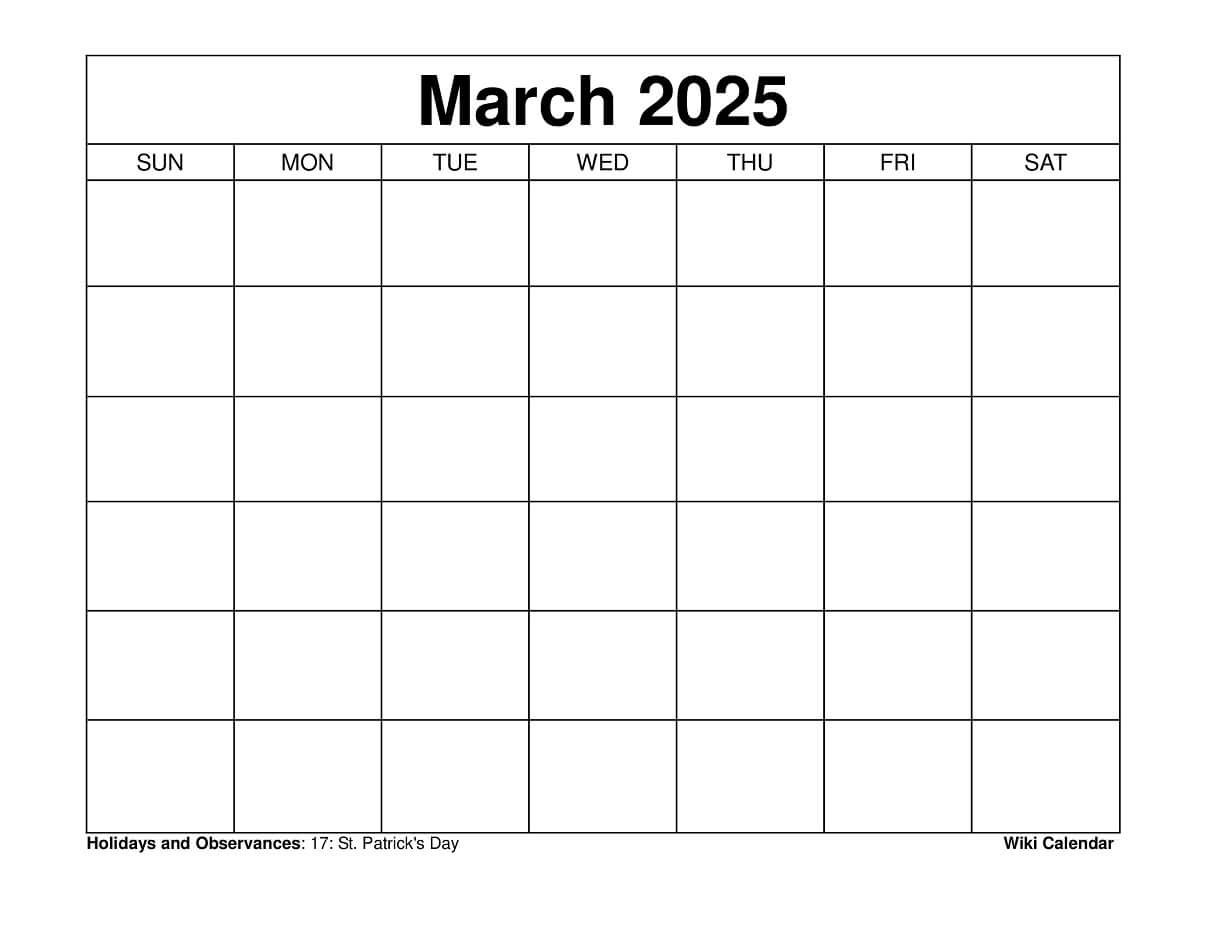 Free Printable Blank Calendars 2025