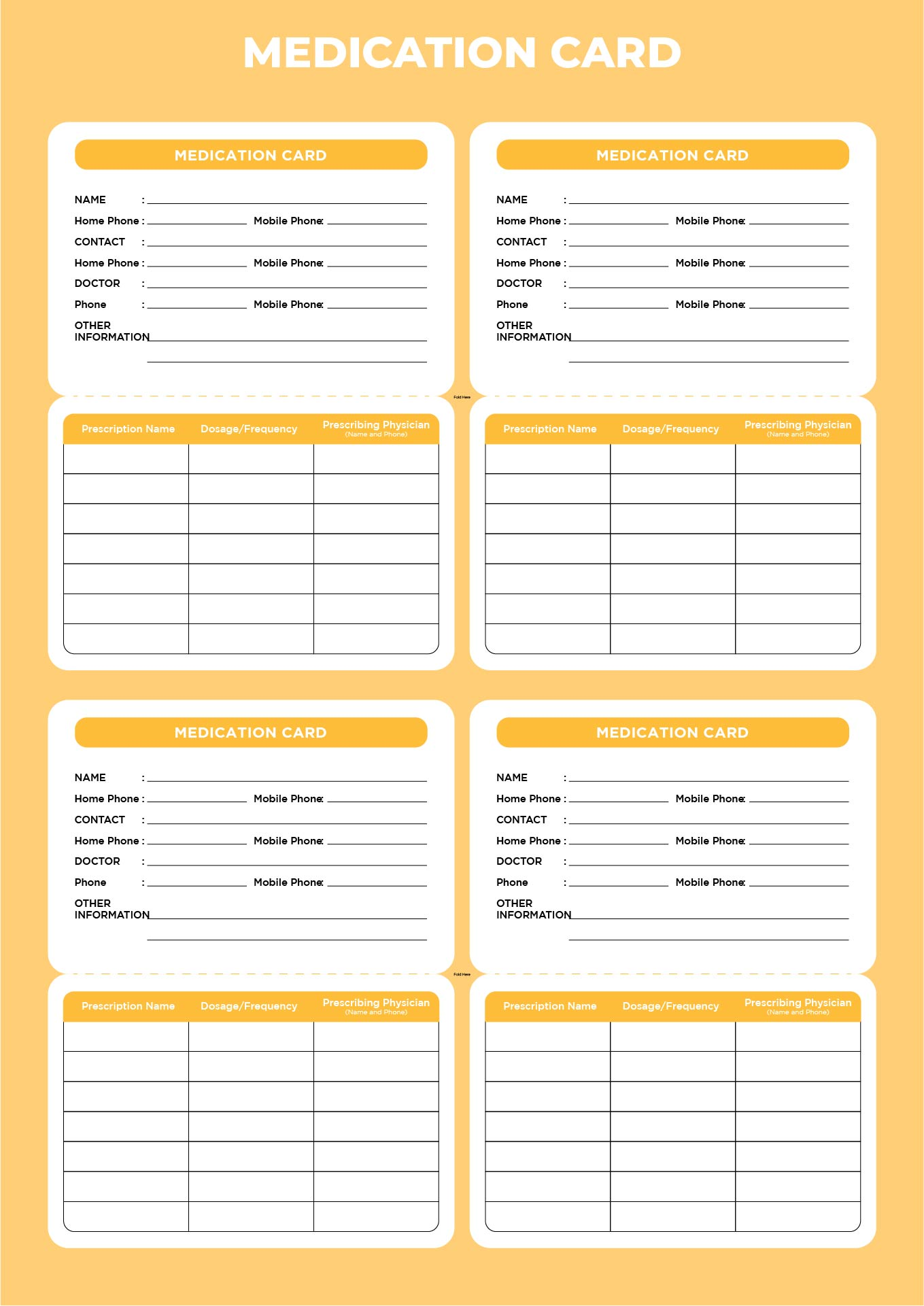 Free Printable Medication Wallet Card