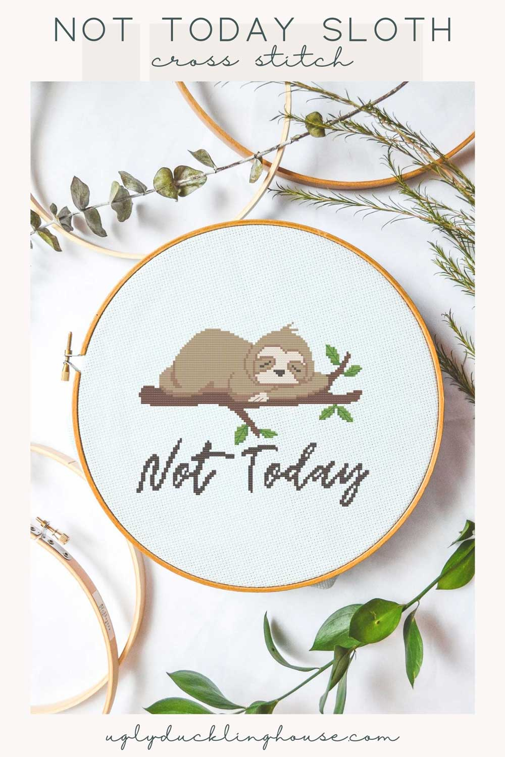 Not Today Sloth Free Cross Stitch Pattern Ugly Duckling House