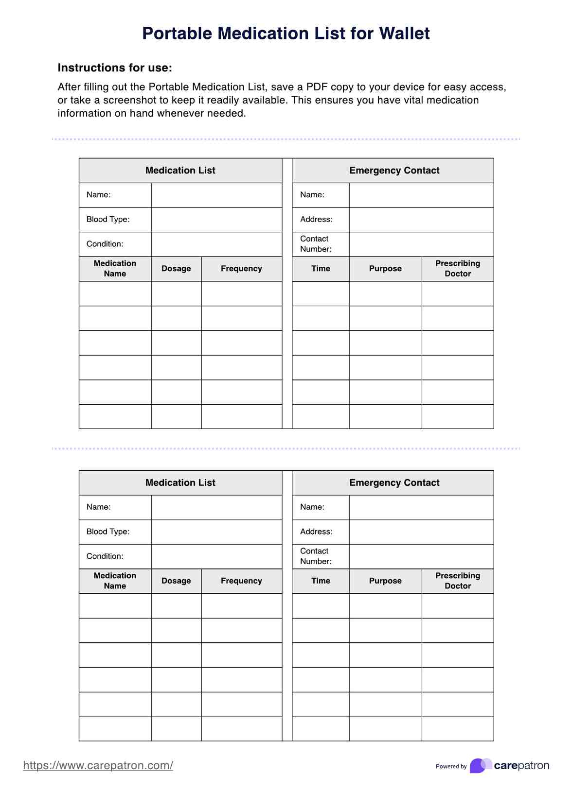 Portable Medication List