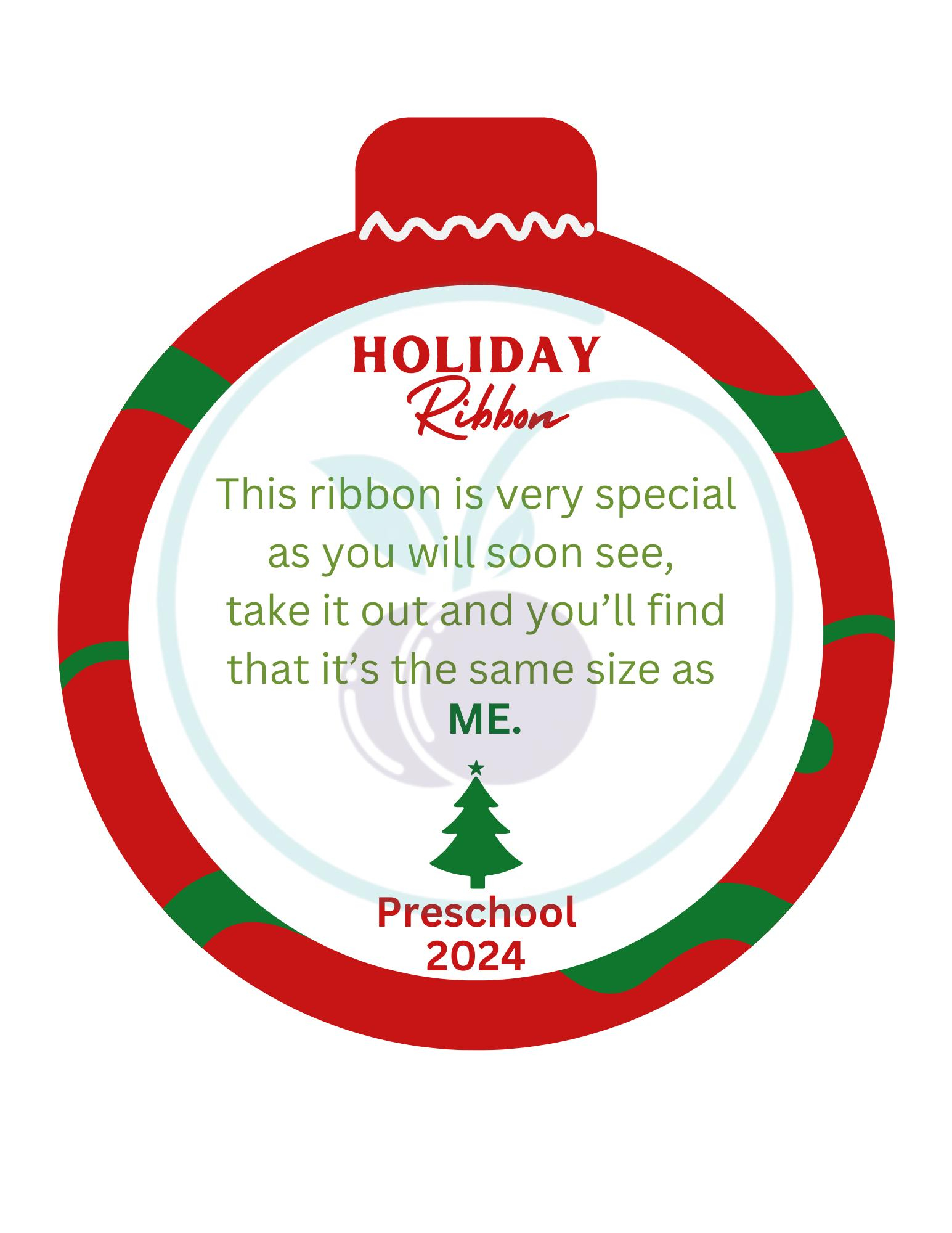 Preschool Christmas Ribbon Gift Tag Printable Kids Christmas Ribbon Ornament Keepsake Digital Height Ribbon School Ribbon Preschool Parent Etsy Canada
