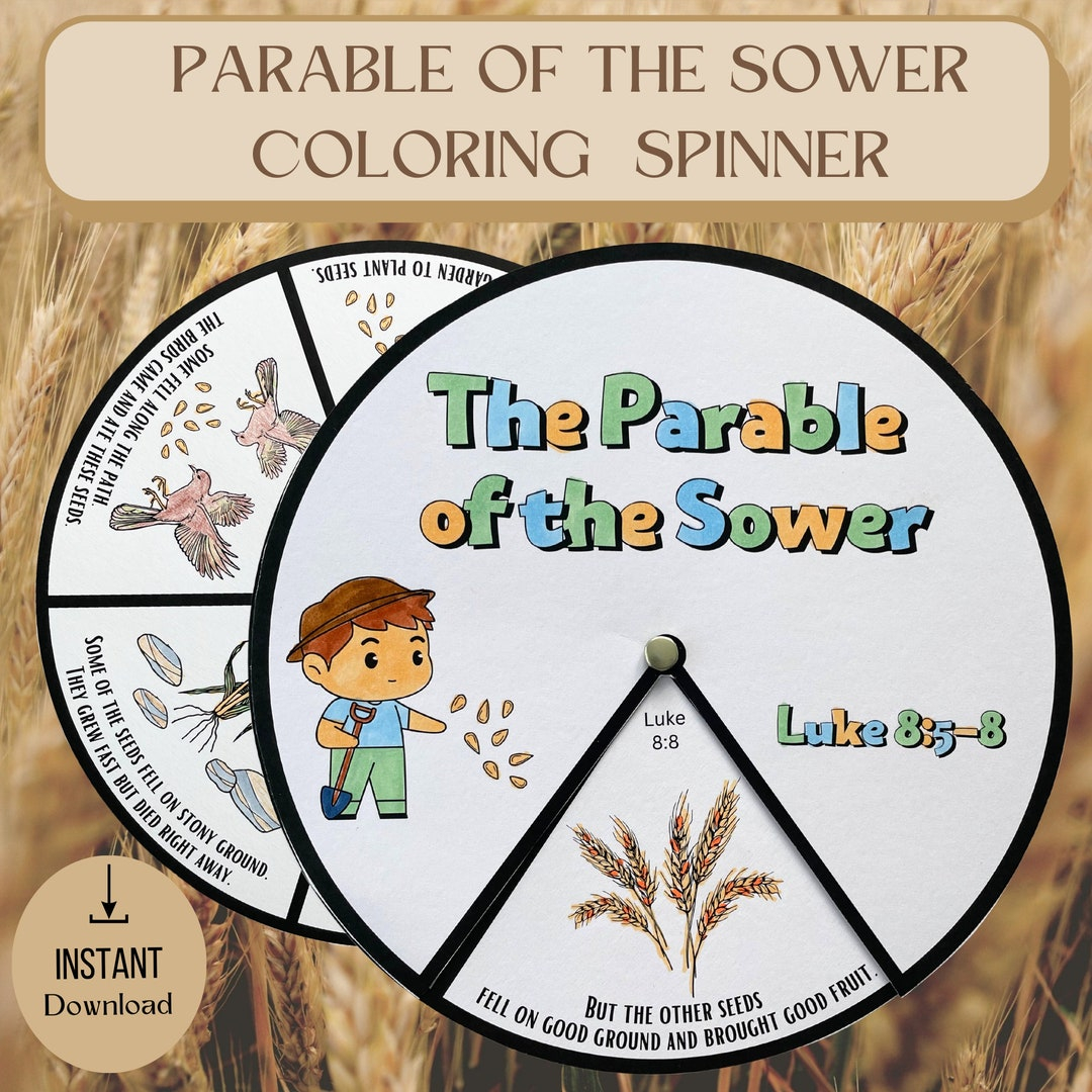 Printable Parable Of The Sower Coloring Spinner Wheel Bible Verse Craft Sunday School Craft Kids Ministry Craft Bible Activity Etsy