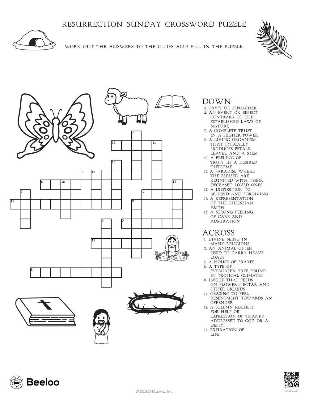 Resurrection Sunday Crossword Puzzle Beeloo Printable Crafts And Activities For Kids
