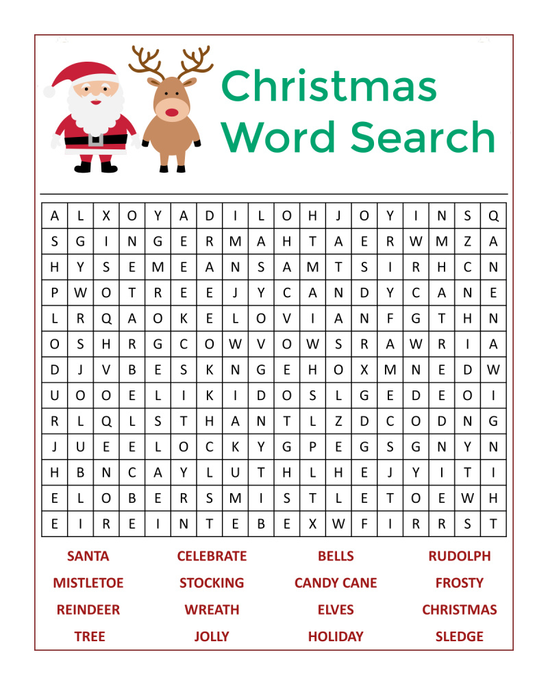 Free Printable Christmas Find a Word
