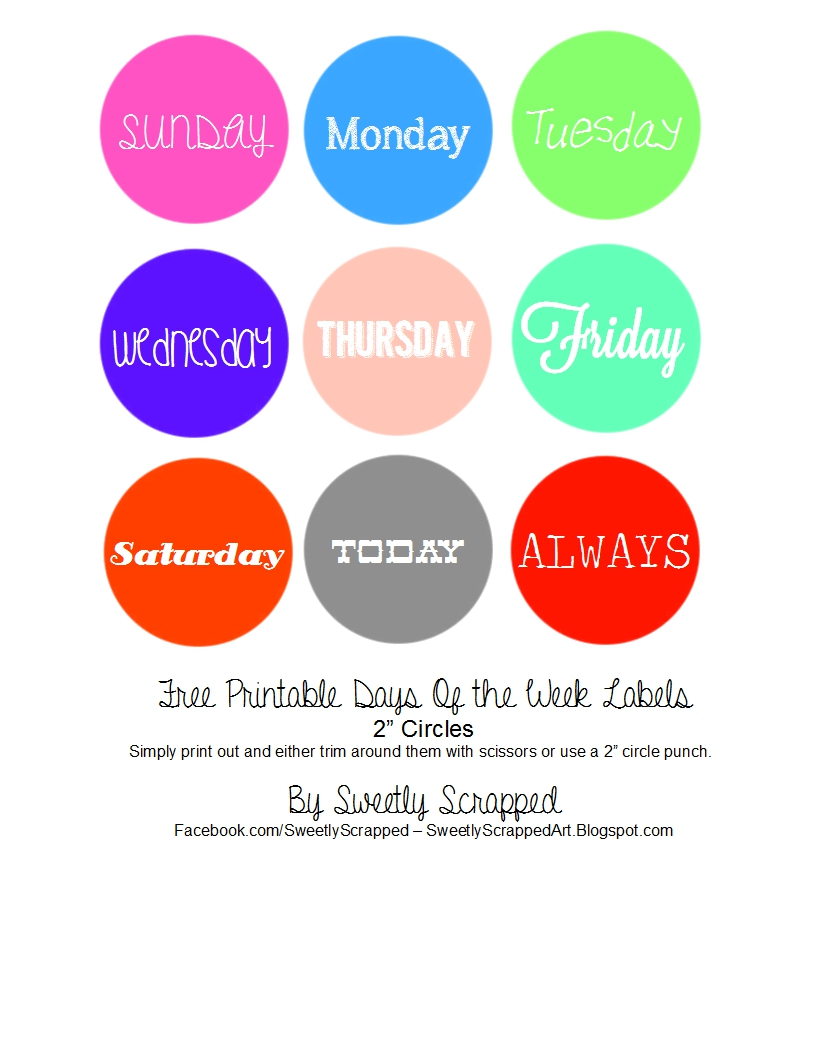 Free Printable Days of The Week Labels