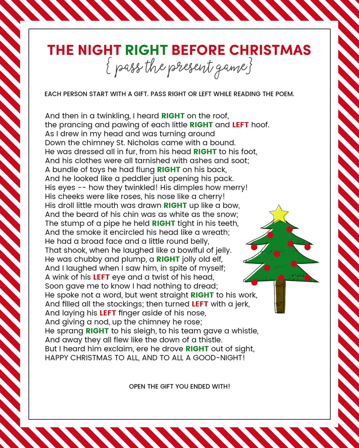 The Left Right Christmas Game With Story Print Lil Luna